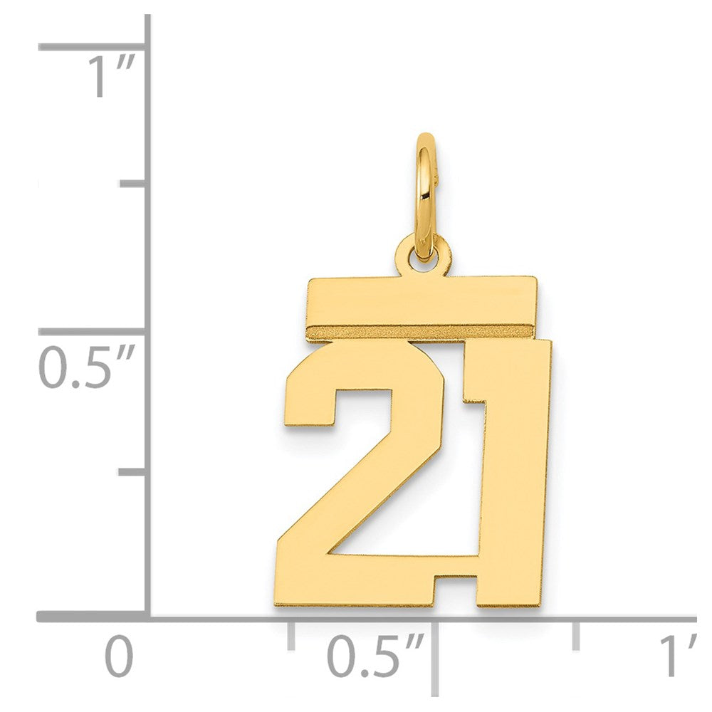 14K Gelbgold Kleiner Polierter Zahl-21-Charm