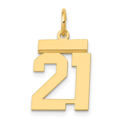 14K Gelbgold Kleiner Polierter Zahl-21-Charm