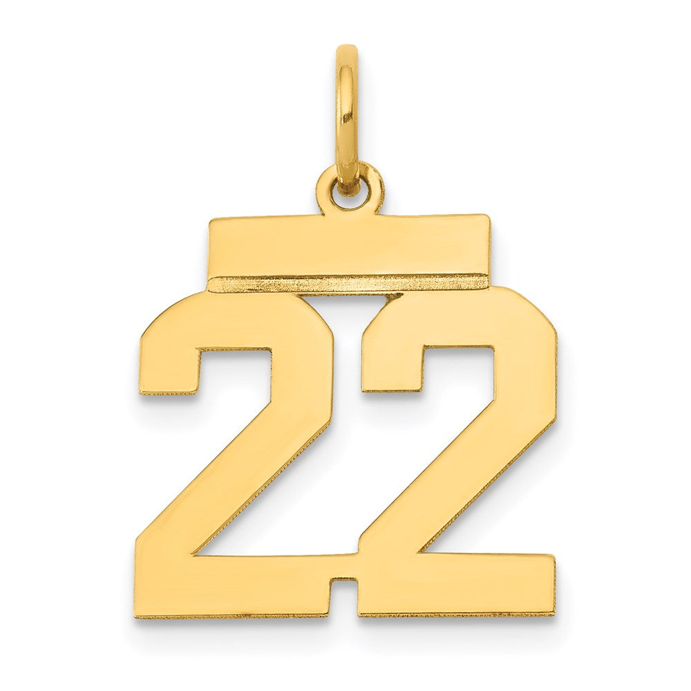 14K Gelbgold Kleiner Polierter Zahl-22-Charm