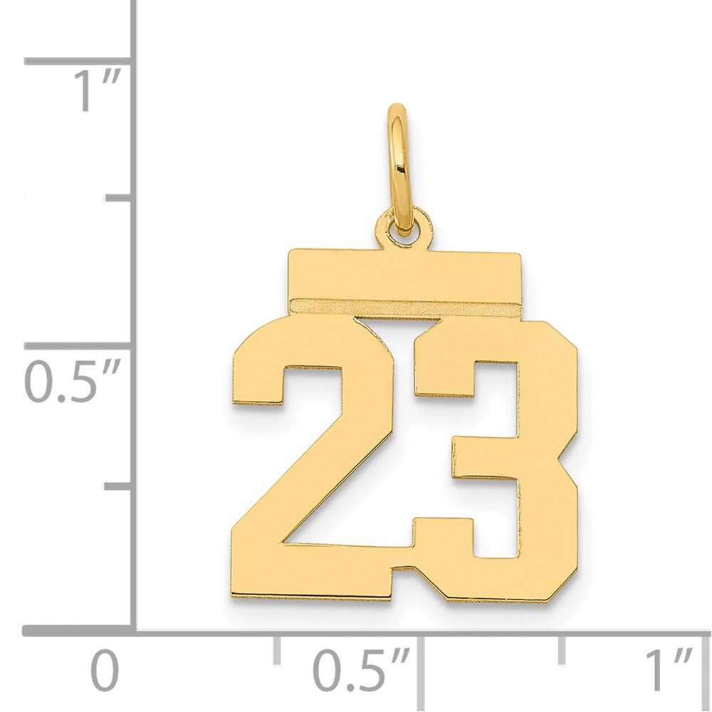 14K Gelbgold Kleiner Polierter Zahl-23-Charm