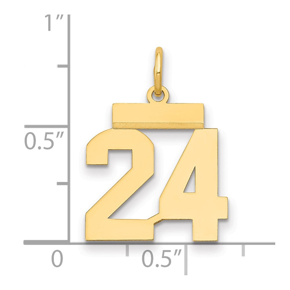 14K Gelbgold Kleiner Polierter Zahl-24-Charm