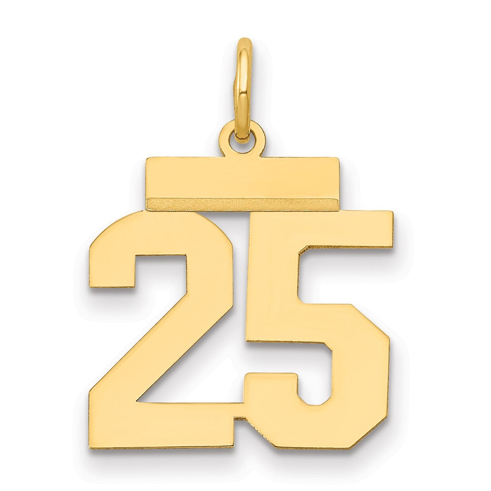 14K Gelbgold Kleiner Polierter Zahl-25-Charm