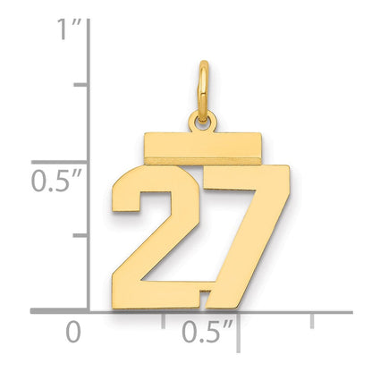 14K Gelbgold Kleiner Polierter Charm Zahl 27