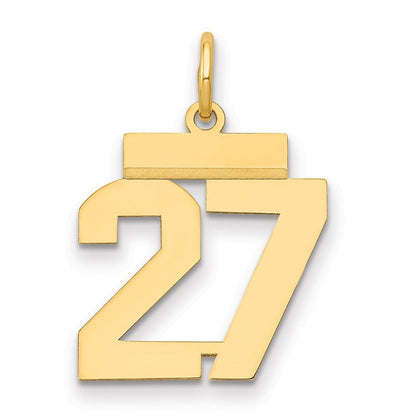14K Gelbgold Kleiner Polierter Charm Zahl 27