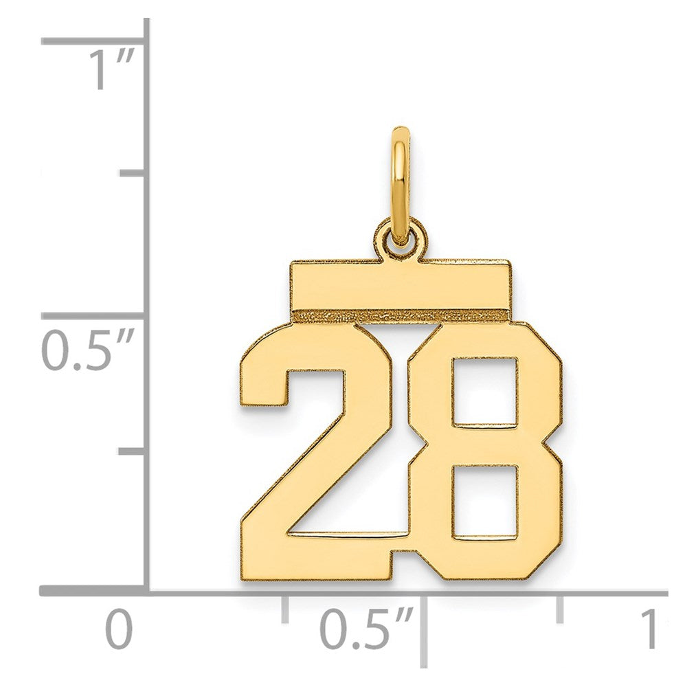 14K Gelbgold Kleiner Polierter Zahl-28-Charm