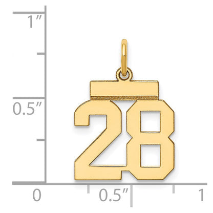 14K Gelbgold Kleiner Polierter Zahl-28-Charm