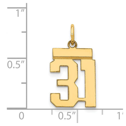 14K Gelbgold Kleiner Polierter Zahlen-Charm „31