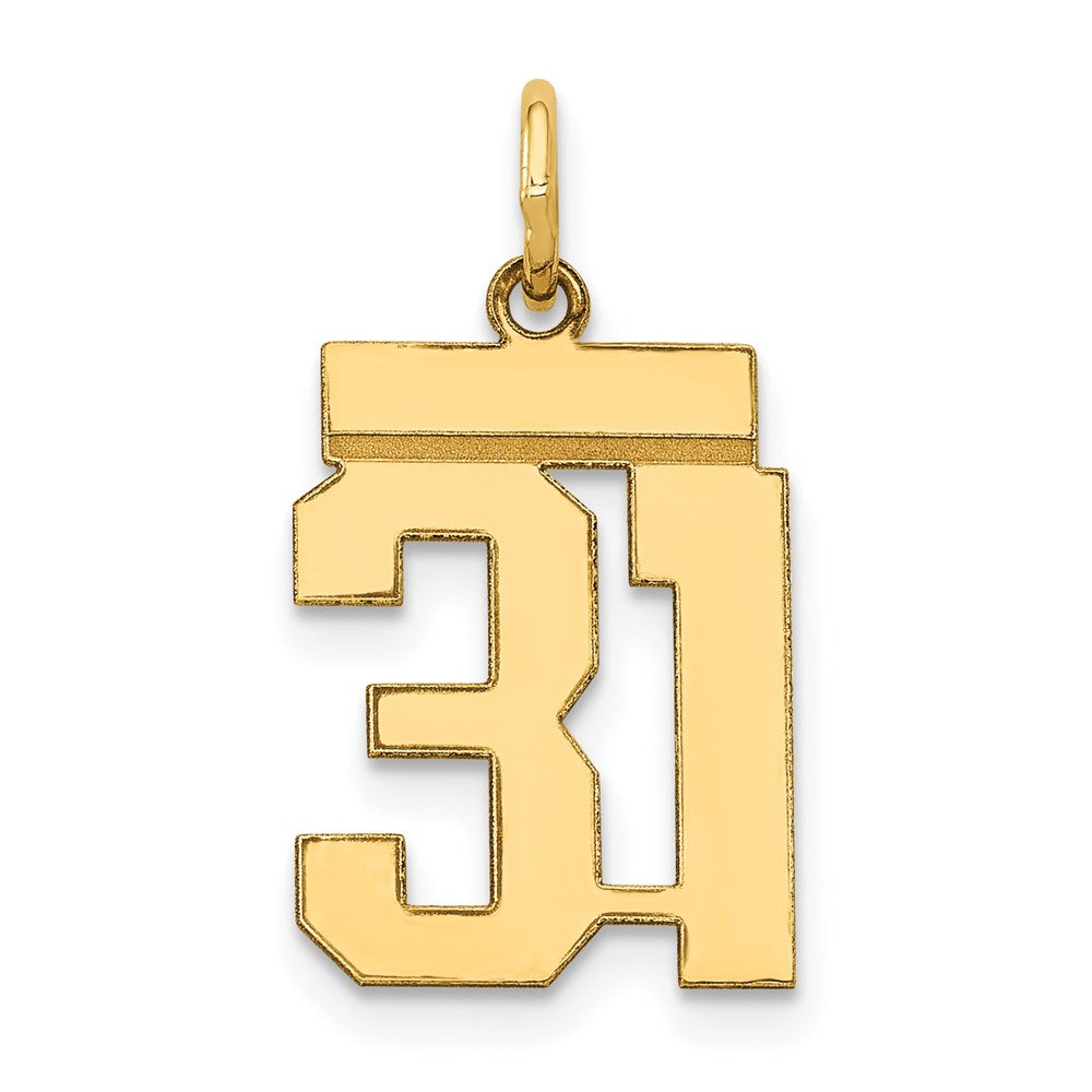14K Gelbgold Kleiner Polierter Zahlen-Charm „31