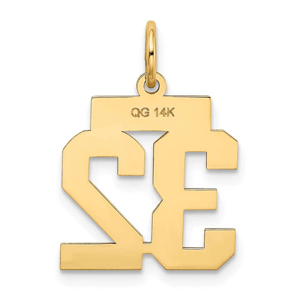 14K Gelbgold Kleiner Polierter Charm „Zahl 32“