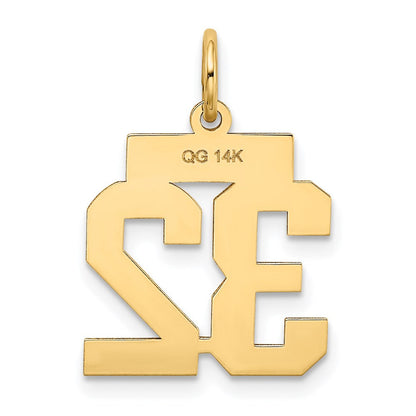 14K Gelbgold Kleiner Polierter Charm „Zahl 32“