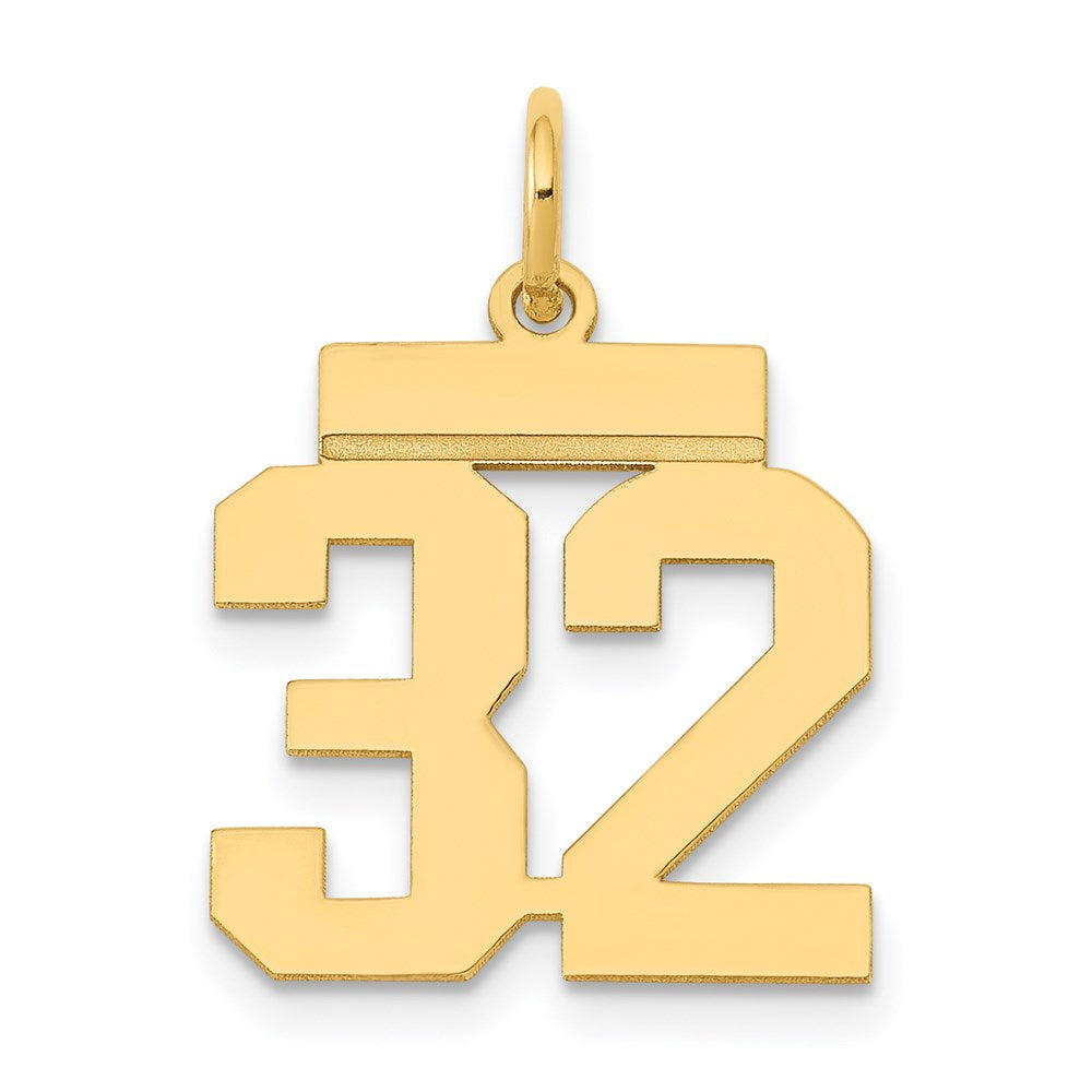 14K Gelbgold Kleiner Polierter Charm „Zahl 32“