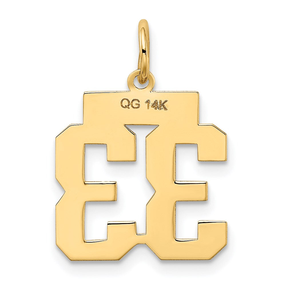 14K Gelbgold Kleiner Polierter Charm „Zahl 33“