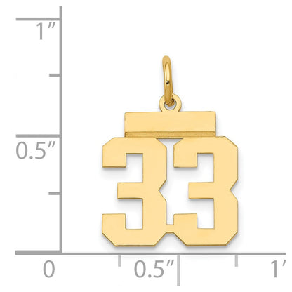 14K Gelbgold Kleiner Polierter Charm „Zahl 33“