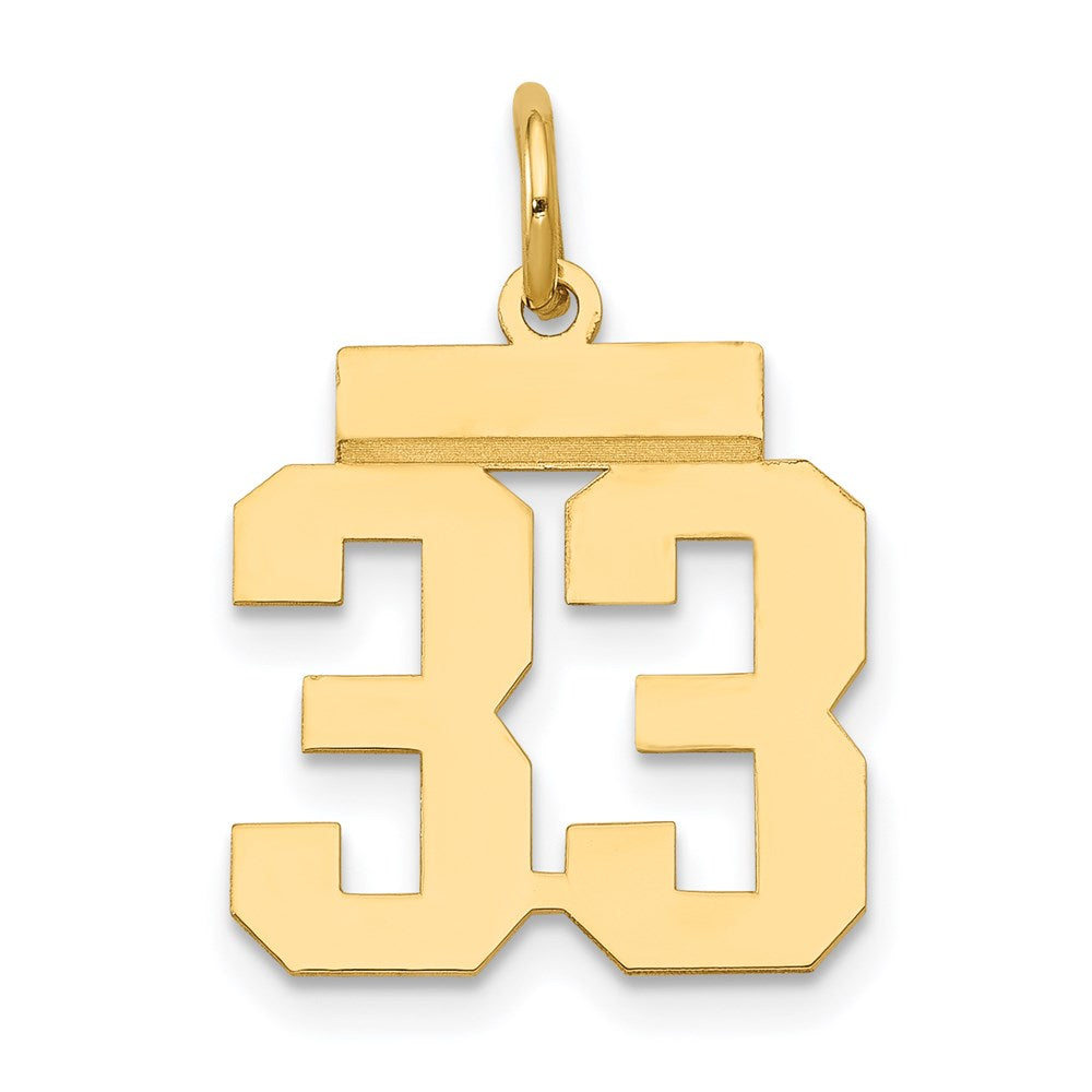 14K Gelbgold Kleiner Polierter Charm „Zahl 33“