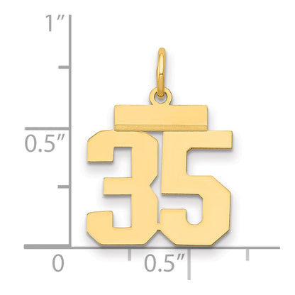 14K Gelbgold Kleiner Polierter Zahl-35-Charm