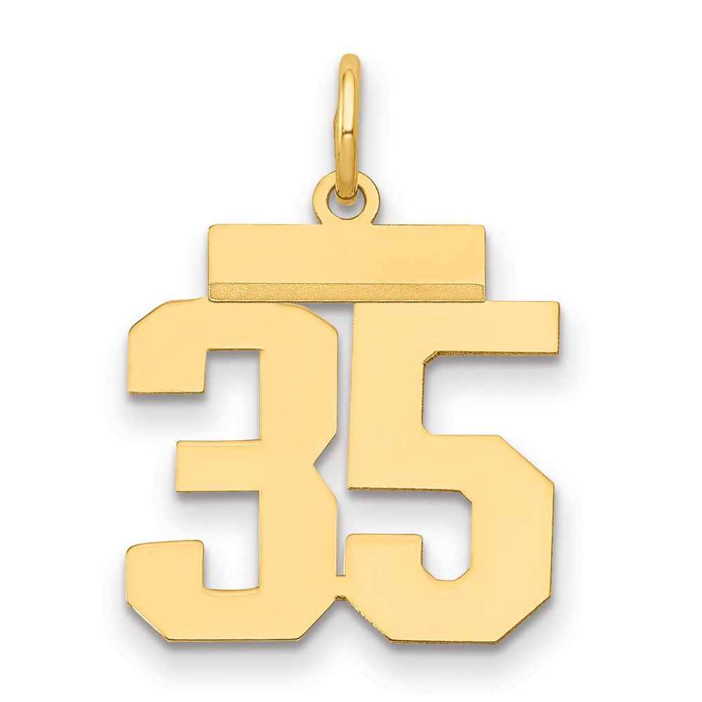 14K Gelbgold Kleiner Polierter Zahl-35-Charm