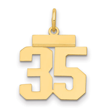 14K Gelbgold Kleiner Polierter Zahl-35-Charm