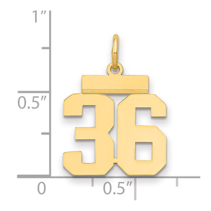 14K Gelbgold Kleiner Polierter Charm „Zahl 36“
