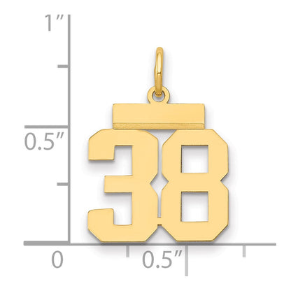 14K Gelbgold kleiner polierter Charm „Zahl 38“