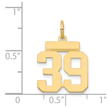 14K Gelbgold kleiner polierter Charm Zahl 39