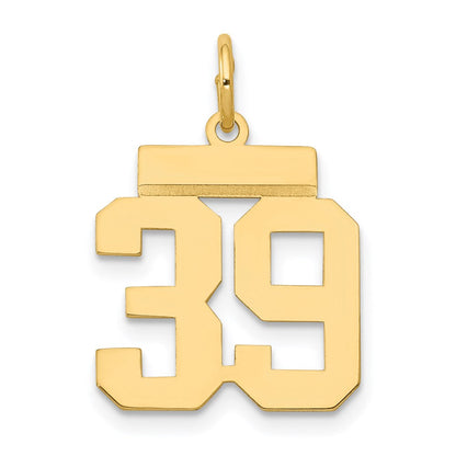 14K Gelbgold kleiner polierter Charm Zahl 39