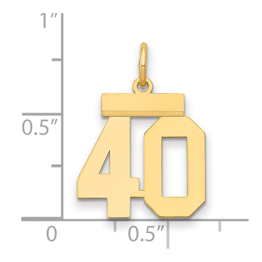 585 Gelbgold Kleiner Polierter Zahl-40-Charm