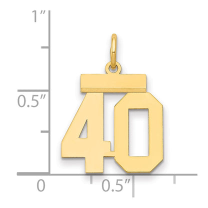 585 Gelbgold Kleiner Polierter Zahl-40-Charm