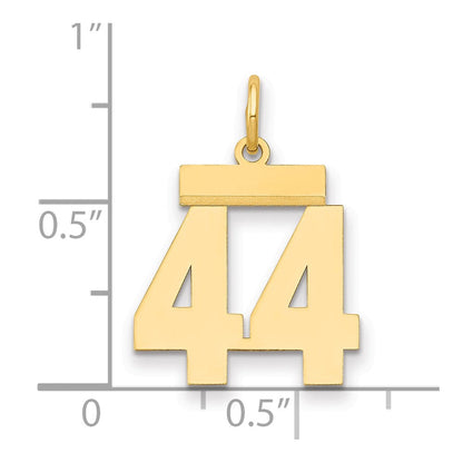 14K Gelbgold Kleiner Polierter Charm Zahl 44