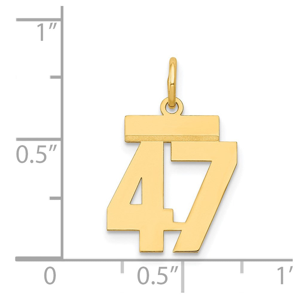14K Gelbgold Kleiner Polierter Charm „Zahl 47