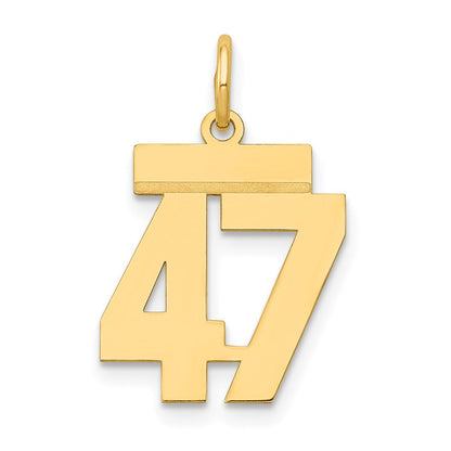 14K Gelbgold Kleiner Polierter Charm „Zahl 47