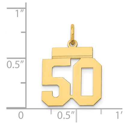 14K Gelbgold Kleiner Polierter Charm „Zahl 50“