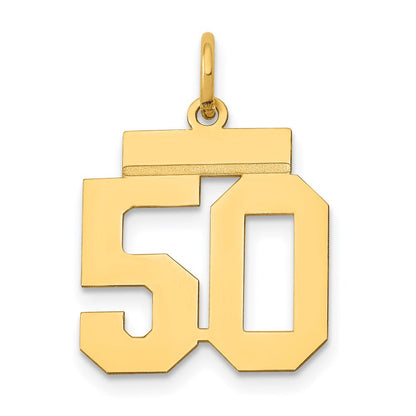 14K Gelbgold Kleiner Polierter Charm „Zahl 50“