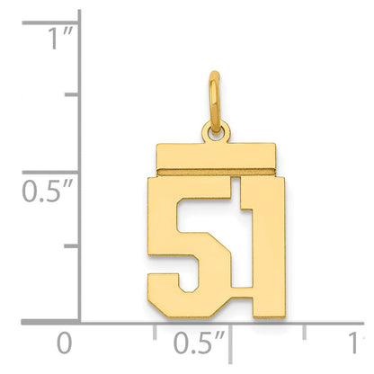 14K Gelbgold Kleiner Polierter Charm mit Zahl 51