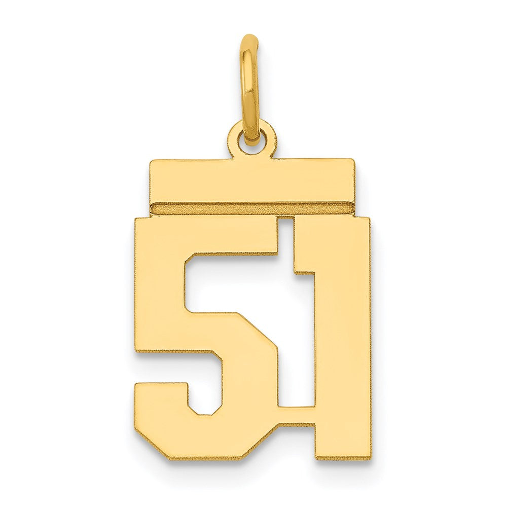 14K Gelbgold Kleiner Polierter Charm mit Zahl 51
