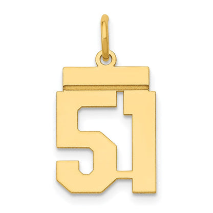 14K Gelbgold Kleiner Polierter Charm mit Zahl 51