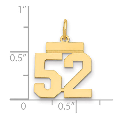 14K Gelbgold Kleiner Polierter Charm „Zahl 52“