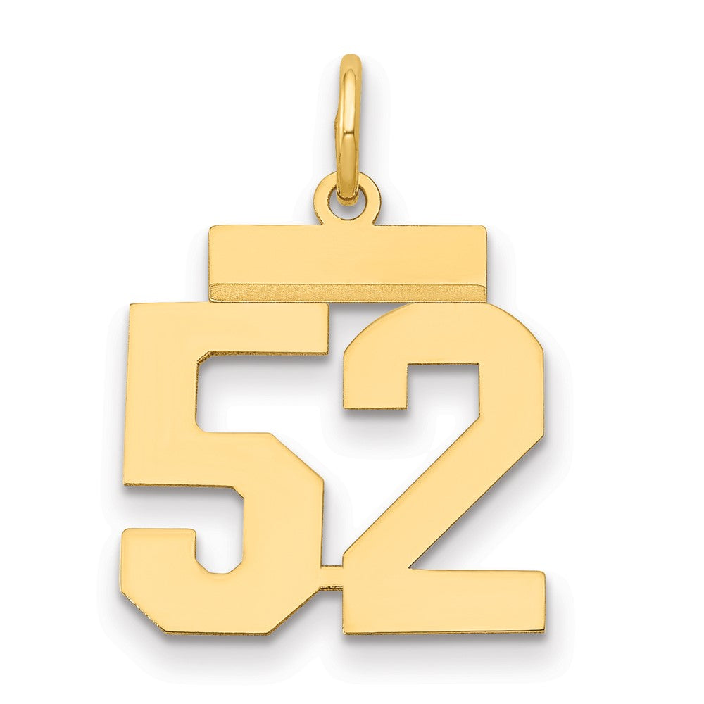 14K Gelbgold Kleiner Polierter Charm „Zahl 52“