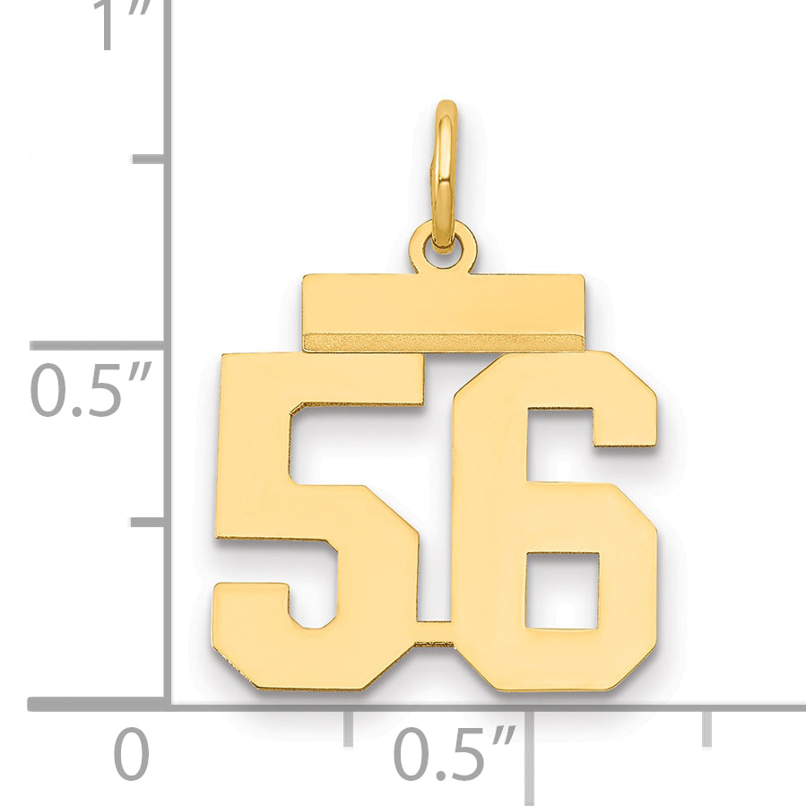 14K Gelbgold kleiner polierter Zahl-56-Charm