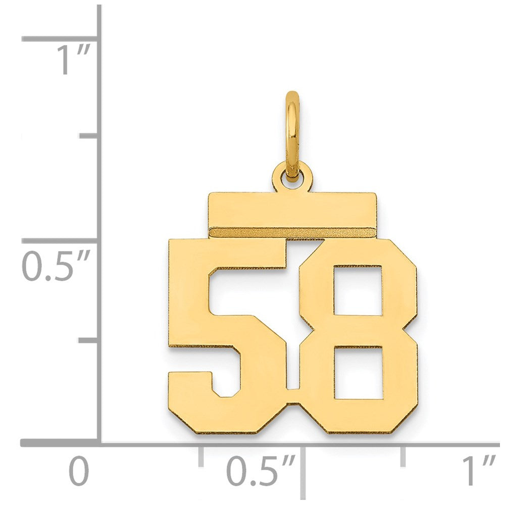 585 Gelbgold Kleiner Polierter Zahlenanhänger "58