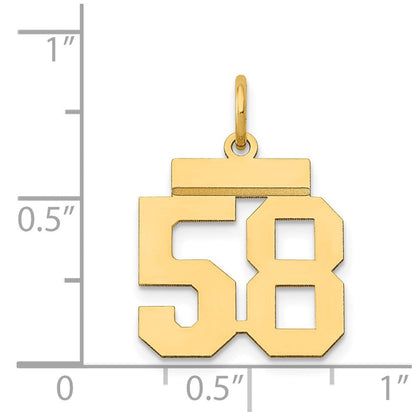 585 Gelbgold Kleiner Polierter Zahlenanhänger "58