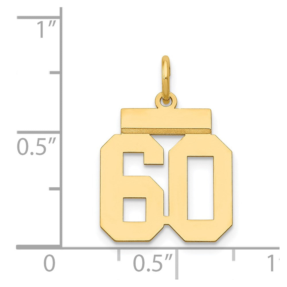 14K Gelbgold Kleiner Polierter Charm „Zahl 60