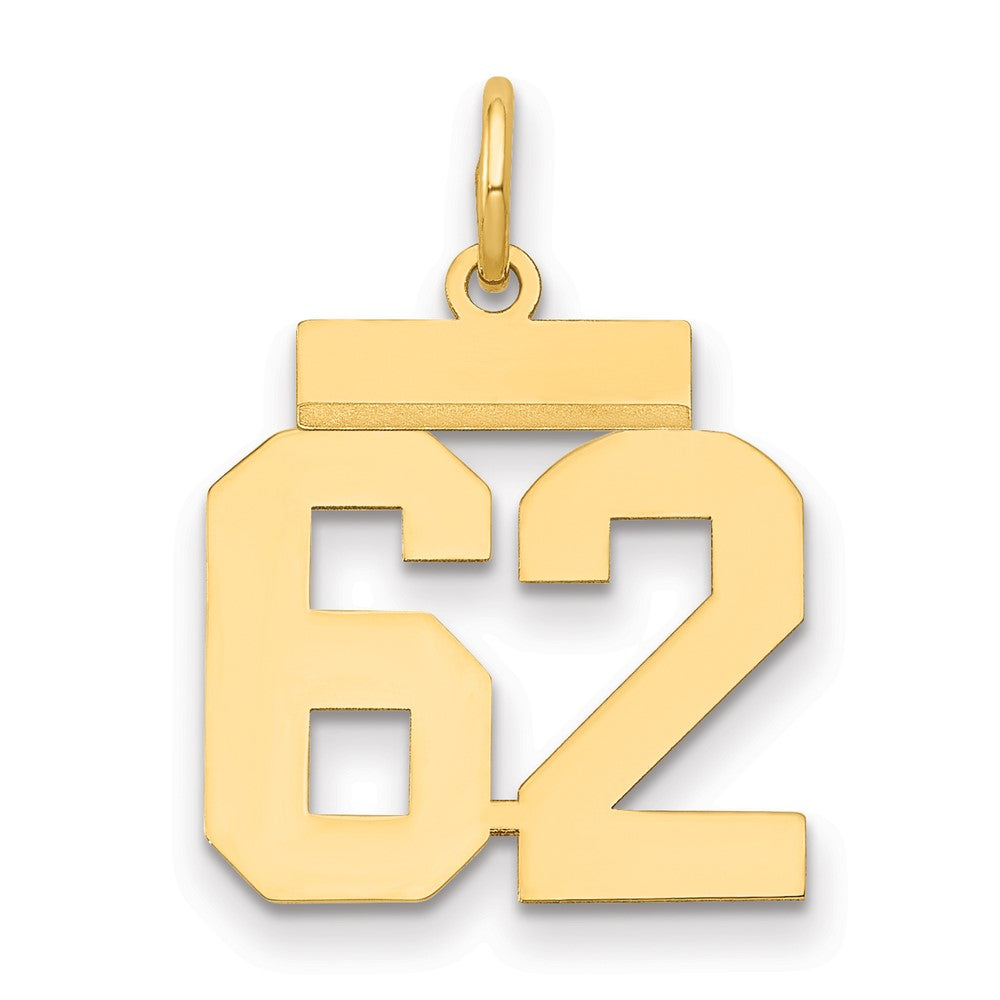 14K Gelbgold Kleiner Polierter Charm „Zahl 62“