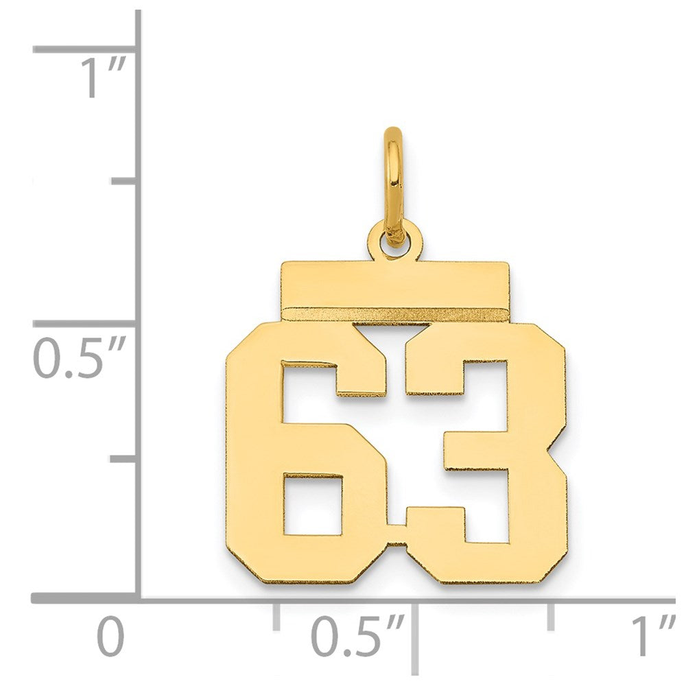 14K Gelbgold Kleiner Polierter Zahl-63-Charm