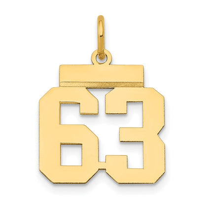 14K Gelbgold Kleiner Polierter Zahl-63-Charm