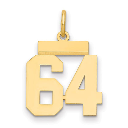 14K Gelbgold kleiner polierter Zahlen-Charm „64