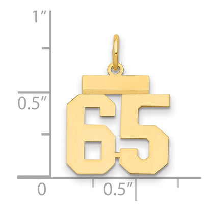585 Gelbgold Kleiner Polierter Charm „Zahl 65