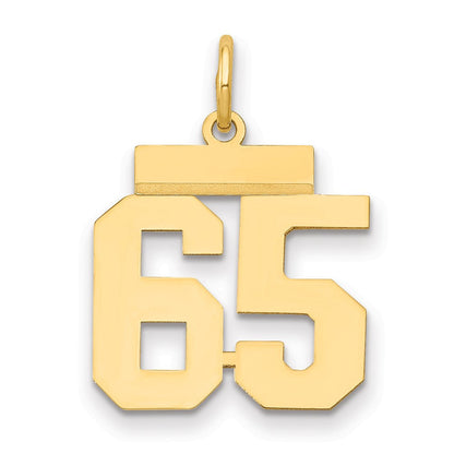 585 Gelbgold Kleiner Polierter Charm „Zahl 65