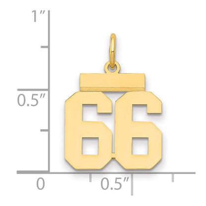 14K Gelbgold Kleiner Polierter Charm „Zahl 66“