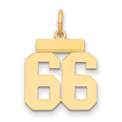 14K Gelbgold Kleiner Polierter Charm „Zahl 66“