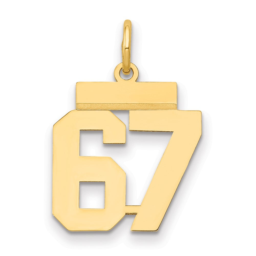 14K Gelbgold Kleiner Polierter Charm „Zahl 67“